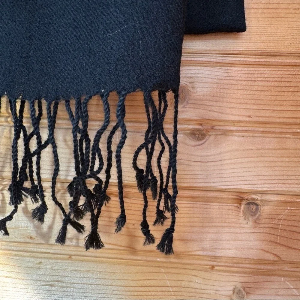 Sacred Threads Scarf Wool Black Fringe Witchy Whimsigoth Luxury Boho 29